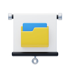 Poster - 3D Presentation Folder Organizing Materials With Visual Precision And Depth. 3d illustration, 3d element, 3d rendering. 3d visualization isolated on a transparent background