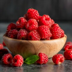 Sticker - raspberries in a bowl