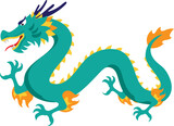 Fototapeta Dinusie - Illustration Design of Vibrant Dragons Ringing in the Lunar New Year
