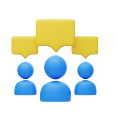Poster - 3D Group Discussion Collaborative Dialogue With Visual Precision And Engagement. 3d illustration, 3d element, 3d rendering. 3d visualization isolated on a transparent background