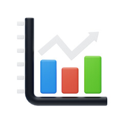 Poster - 3D Line Chart Visualizing Trends With Depth And Precision. 3d illustration, 3d element, 3d rendering. 3d visualization isolated on a transparent background