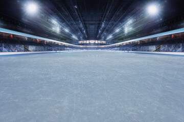 Wall Mural -  Hockey ice rink sport arena empty field - stadium
