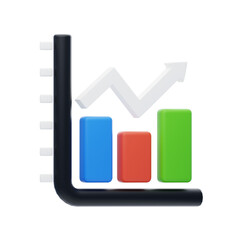 Poster - 3D Line Chart Visualizing Trends With Depth And Precision. 3d illustration, 3d element, 3d rendering. 3d visualization isolated on a transparent background