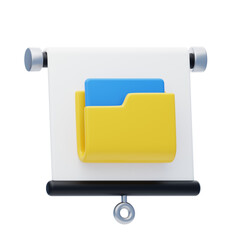 Poster - 3D Presentation Folder Organizing Materials With Visual Precision And Depth. 3d illustration, 3d element, 3d rendering. 3d visualization isolated on a transparent background