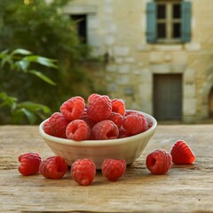 Sticker - raspberries in a bowl