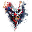 Clown ghost face illustration design, used in clothing design, transparent background, Ai generated image