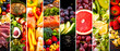 collage of food products,high contrast,ethereal,intricate,incredible,colored,deliciouscore,tastupunk,sony Alpha a7 lll camera