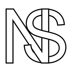 Poster - Logo sign ns sn, icon double letters logotype n s