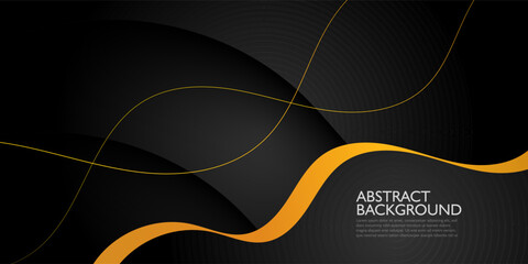 Abstract wave dark luxury background template vector with shadow and gold lines. Futuristic background with gold pattern design. Eps10 vector