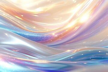 光沢のある虹色パール ビッグウェーブの背景, generative ai