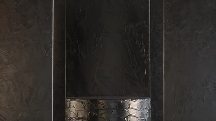 Poster - Black shiny cylinder stand with acrylic paint in studio 3d render animation