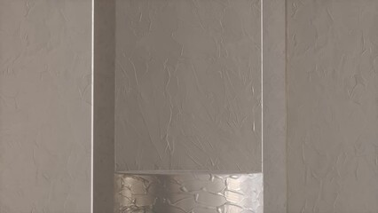 Poster - Grey shiny cylinder stand with acrylic paint in studio 3d render animation