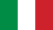 The national flag of Italy with the correct official colours which is a tricolour of three vertical stripes of green, white and red, stock illustration image