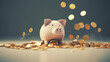 symbol of saving money, coins, saving change, collecting money in a jar, piggy bank