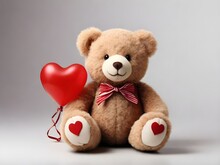 Teddy Bear With Red Heart Balloon