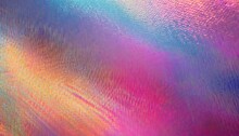 Close Up Of Ethereal Bright Neon Pink Magenta Orange Blue Purple Holographic Metallic Foil Background Abstract Modern Curved Blurred Surreal Futuristic Disco Rave Techno Festive Backdrop