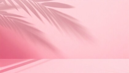 Wall Mural - blurred shadow from palm leaves on the pink wall minimal abstract background for product presentation spring and summer
