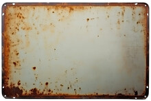 Rusty Metal Sign With A White Background And A Brown Border. Suitable For Adding A Vintage Touch To Designs, Vintage-themed Projects, Or Signage For Old-fashioned Or Antique-related Concepts.