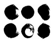 set of splashes, a set of black and white circles with different shapes brush stroke bundle, circle brush brush stroke texture vintage pen circle brush line