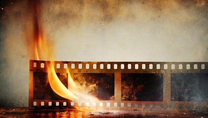 Wall Mural - old 35 mm film burning and melting