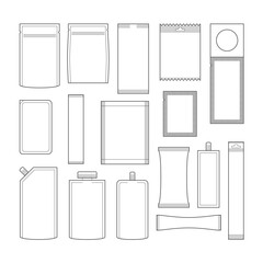 Poster - Sachet Sign Black Thin Line Icon Set Packaging Template Concept . Vector illustration of Sachets Packs Icons