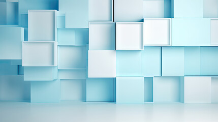 Wall Mural - Abstract blue cubes background - A digital design featuring a backdrop of blue geometric cubes. Suitable for technology, business, and futuristic themed projects. Ideal for web banners, presentations,