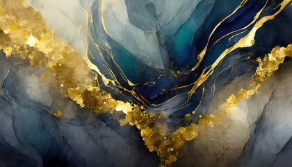 Wall Mural - abstract background wallpaper texture spreading ink stains alcohol ink and gold illustration dark background watercolor texture luxury design for wallpaper paper fabric covers merchandise