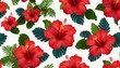 lovely red hibiscus flowers seamless tropical wallpaper exotic tropical pattern hand drawn 3d illustration for fabric wallpaper paper