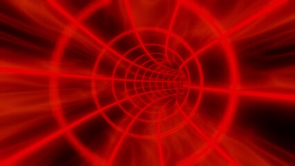 Wall Mural - Red color animation loop with glowing lights. Interdimensional tunnel background 3d