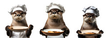 Generated Illustration Of An Otter Wearing A Chefs Hat Holding A Plate