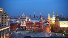 Historic Museum And Red Square At Summer Night In Moscow, Russia