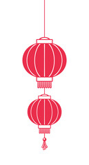 Wall Mural - Red Hanging Chinese Lantern Silhouette, Lunar New Year and Mid-Autumn Festival Decoration Graphic. Decorations for the Chinese New Year. Chinese lantern festival.