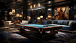 © Trendy Graphics - Interior of Lounge room with billiards table