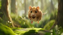 Illustration Of Cute Little Gold Hamster. 