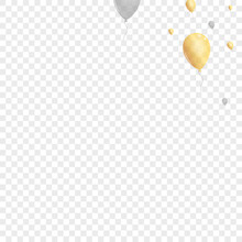 Silver Balloon Background Transparent Vector. Toy Art Template. Gray Decoration Confetti. Air Shiny Banner.