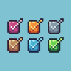 Fototapete - Pixel art sets icon of agreement button variation color. correct icon on pixelated style. 8bits perfect for game asset or design asset element for your game design. Simple pixel art icon asset.