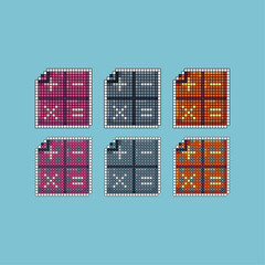 Poster - Pixel art sets stroke round icon of page math variation color.math page icon on pixelated style. 8bits perfect for game asset or design asset element for your game design. Simple pixel art icon asset.