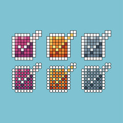 Poster - Pixel art stroke rounded sets icon of agreement variation color. correct icon on pixelated style. 8bits perfect for game asset or design asset element for your game design Simple pixel art icon asset.