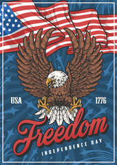 Sticker - American independence day poster colorful