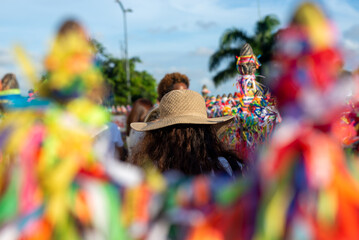 Wall Mural - View of the iron gates of the Senhor do Bonfim church covered with colorful souvenir ribbons. City of Salvador, Bahia.