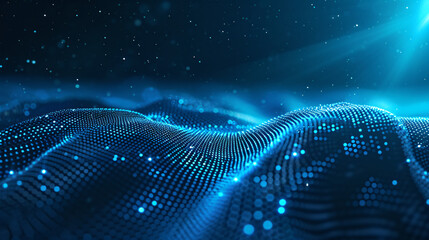 Wall Mural - abstract wave particle technology background design, big data communication technology science and t