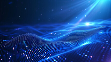 Poster - Abstract wave particle technology background design, big data communication technology science and technology concept illustration