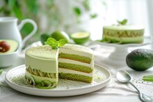 green cake made from avocado sweet and delicious