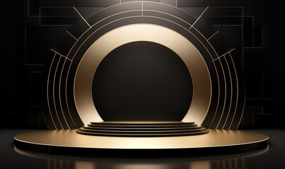 Wall Mural - The minimalist mini stage is gold and black