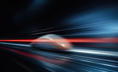 Poster - Long exposure shot of a busy street at night creating dynamic effect of the vehicle lights.
