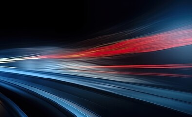 Poster - Long exposure shot of a busy street at night creating dynamic effect of the vehicle lights.