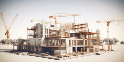 Canvas Print - 3d illustration of building construction