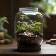 Transparent jar, coins as soil—each coin a step toward a fruitful financial future.