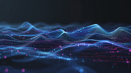 Poster - Wave particle technology background, blue curve business technology sense big data background material