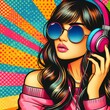 girl with headphones and  sunglasses